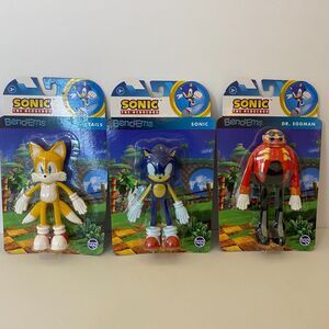 Sonic The Hedgehog BendEms Tails Eggman Sonic Figure Lot Of 3 New